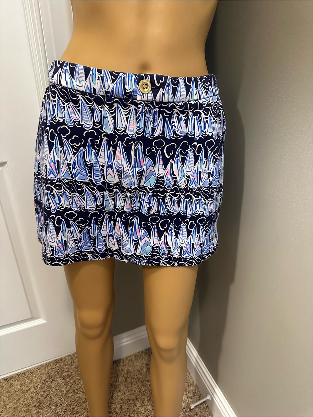 Lilly Pulitzer Colette Skort in Navy With Sail Boats